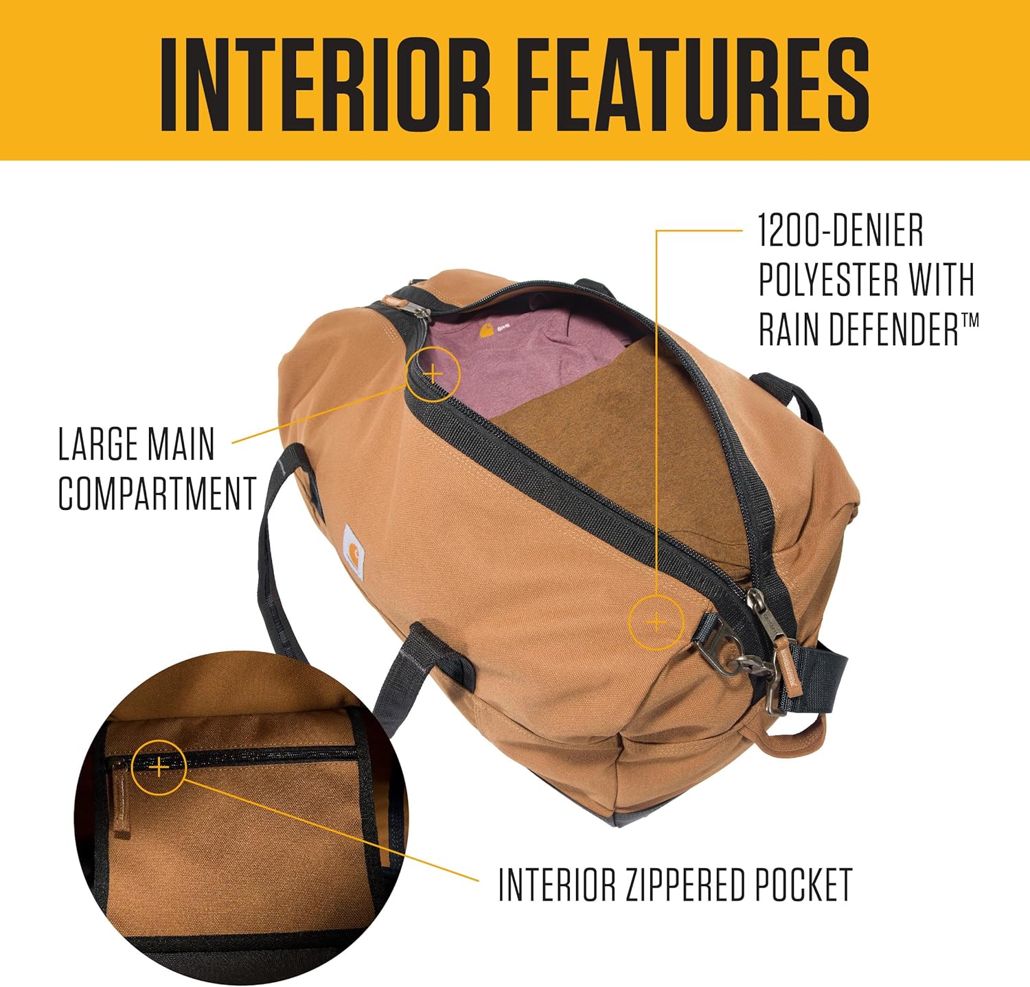 Carhartt Classic Duffels, Heavy-Duty Bag for Jobsite, Gym and Travel - Image 3